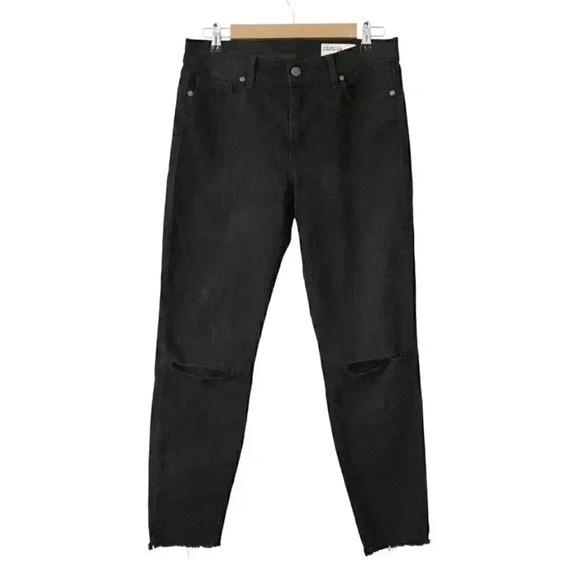 Pistola Jeans Size 29 Black Distressed Denim Raw Hem Ankle Skinny Grunge Punk - Picture 1 of 11